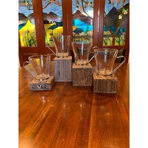 Vintage Vitrosax Esresso Clear Glass Handled Cups.